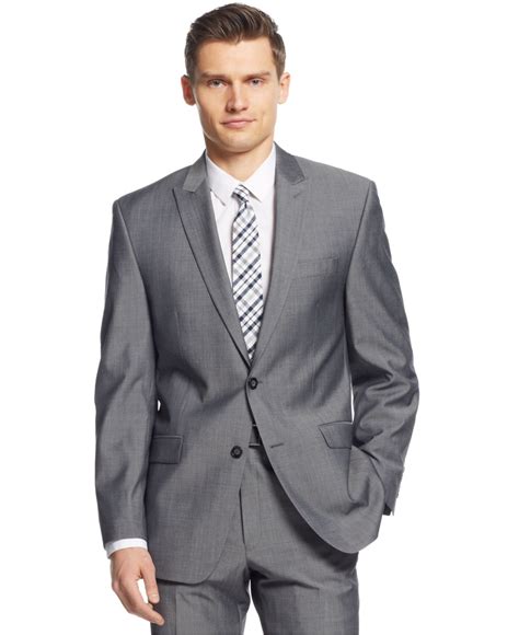 Lyst Calvin Klein Grey Sharkskin Slim Fit Suit In Gray For Men