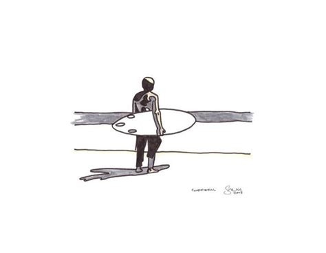 A Drawing Of A Person Holding A Surfboard