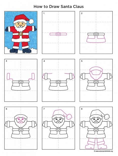 How To Draw Santa Claus Pdf Tutorial Available Artprojectsforkids