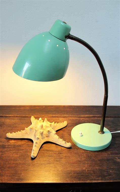 Strip lamp is compact enough to fit on any desk at home or the office. Retro Desk Lamp / Table Lamp in Mint Green, Industrial Metal Gooseneck Lamp, 60s-70s Retro ...