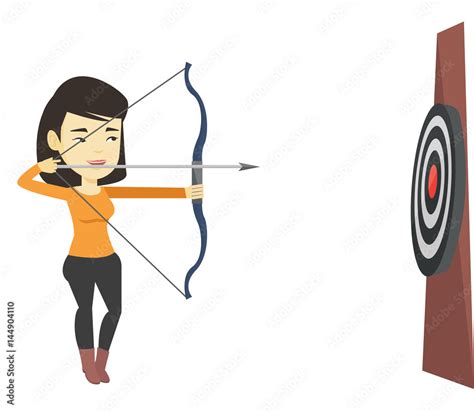 Archer Aiming With Bow And Arrow At The Target Stock Vector Adobe Stock