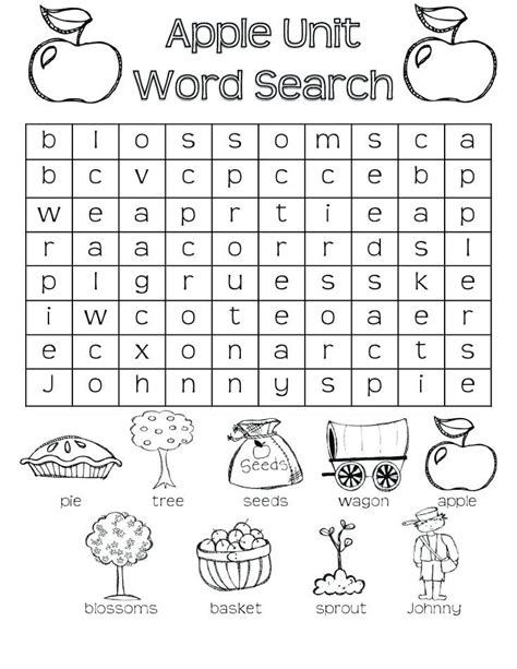 1st Grade Word Search Best Coloring Pages For Kids Apple Unit Fall