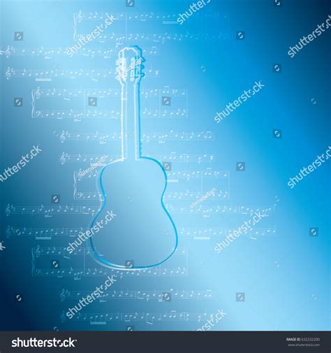 Blue Gradient Background Guitar Music Notes Stock Vector Royalty Free