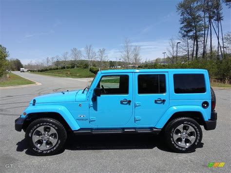 Jeep is known for offering exciting paint colors for their vehicles. 2017 Chief Blue Jeep Wrangler Unlimited Sahara 4x4 ...