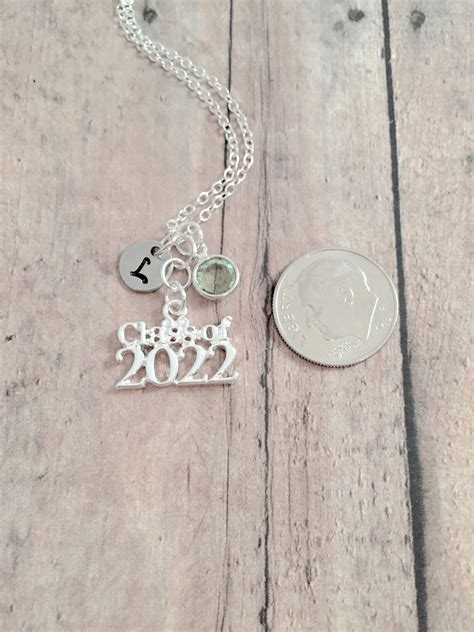 Class Of 2022 Initial Necklace 2022 Jewelry 2022 Graduation Etsy