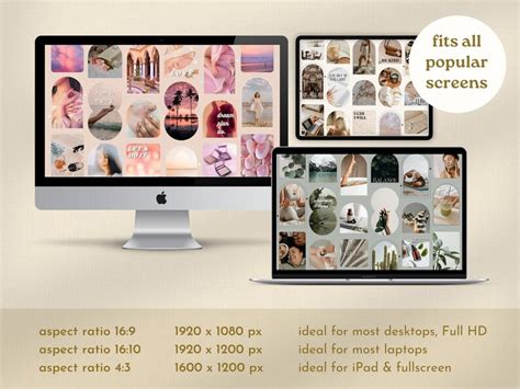 Digital Vision Board Desktop Wallpaper Mood Board Template Macbook