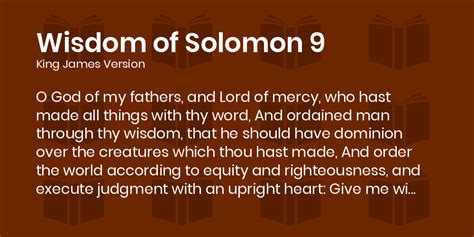 Wisdom Of Solomon 9 Kjv O God Of My Fathers And Lord Of Mercy Who