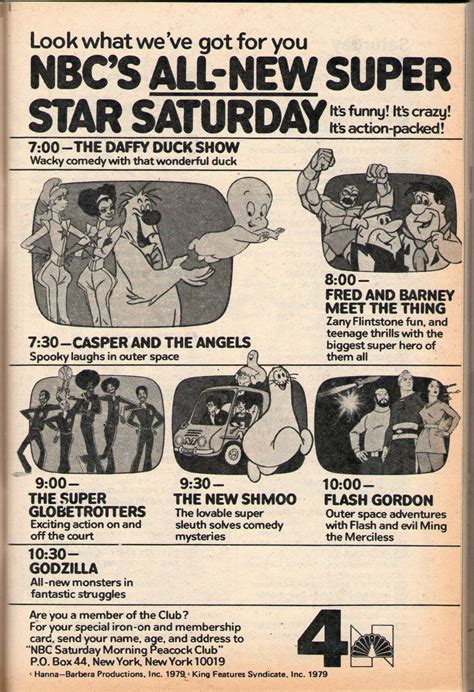 1979 Ad For The Nbc Saturday Morning Cartoon Lineup Saturday Morning