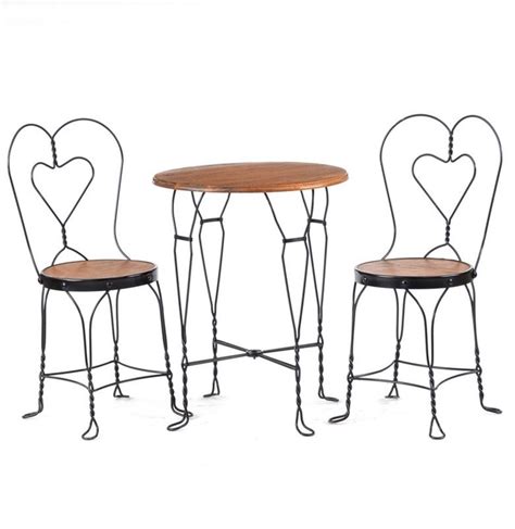 French garden bistro round table wrought iron ivory new. Oak and Wrought Iron Bistro Table and Chairs | Bistro ...
