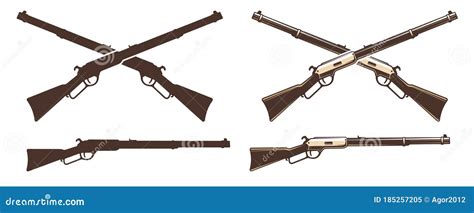 Winchester Rifle Retro Icon Cartoon Vector 185257205
