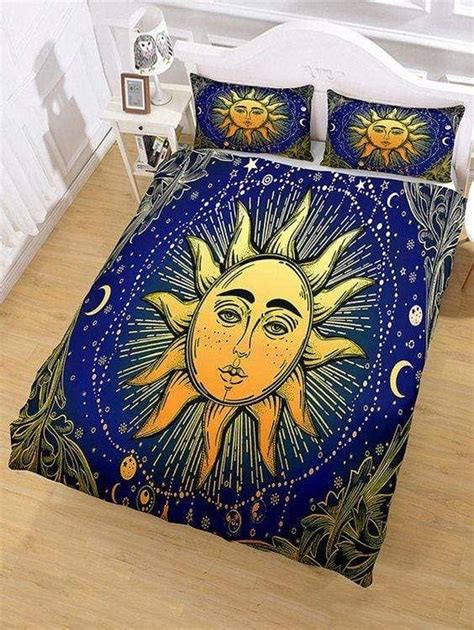 Sun And Moon Print In Multicolor Hippie Bedding Set Beeteeshop