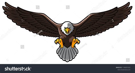 Vector Cartoon Bald Eagle Spreaded Wings Vetor Stock Livre De