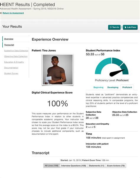 Tina Jones Heent Interview Completed Shadow Health 1 - HEENT Results