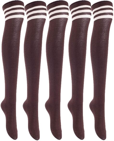 lian lifestyle women s 5 pairs adorable comfortable soft thigh high over knee high cotton socks
