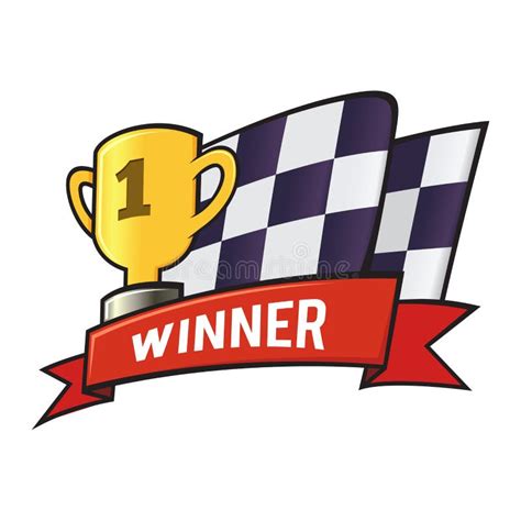 Winning Trophy And Checkered Flag Stock Vector Illustration Of Label