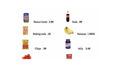 grocery store math worksheets