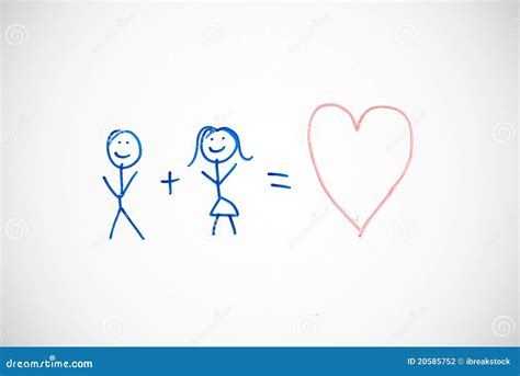 Stick People In Love On Whiteboard Stock Photography Image 20585752