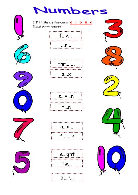 English Numbers Worksheets