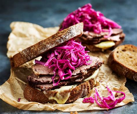 It's a hearty and savory dish. Corned beef and red cabbage sandwich recipe | Australian ...