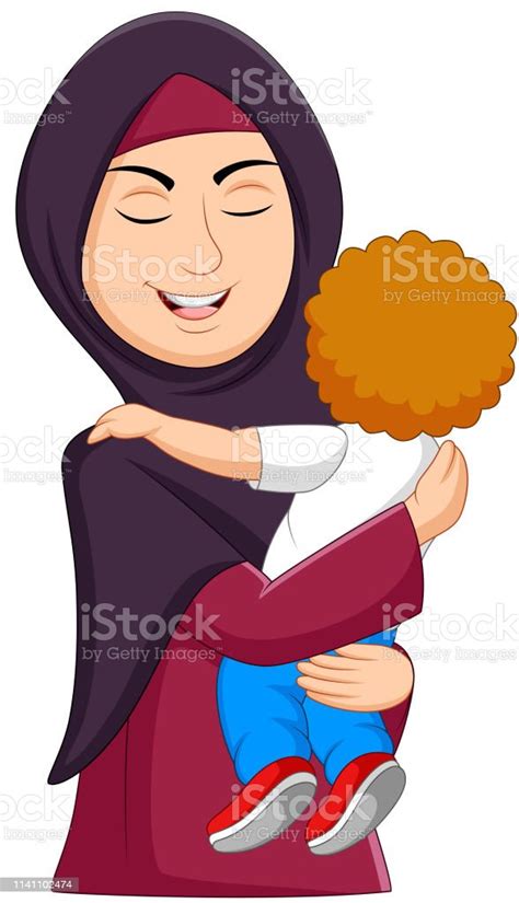 Muslim Mother Hugging Her Son Stock Illustration Download Image Now