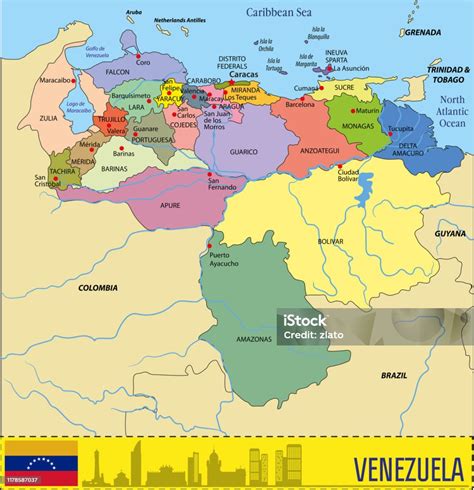 Vector Political Map Of Venezuela Stock Illustration Download Image