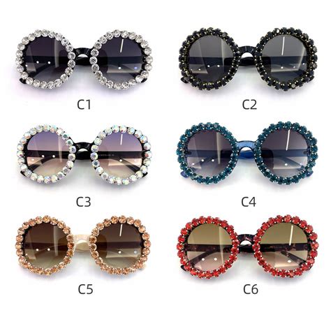 Wholesale Round Sparkling Crystal Rhinestone Women Sunglasses Superhot Eyewear