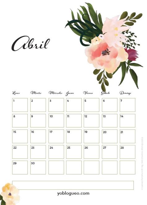 A Calendar With Flowers And Leaves On It