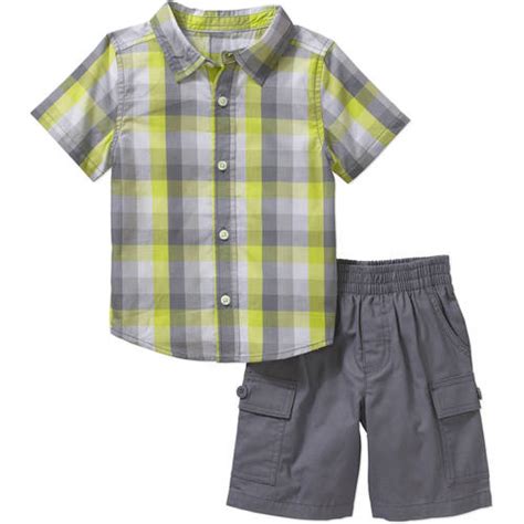 Healthtex Baby Toddler Boy Short Sleeve Button Down Shirt And Cargo