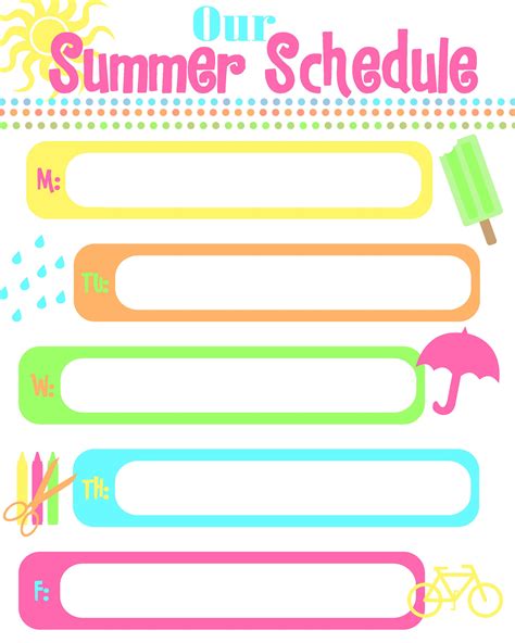 Summer Schedule How To Keep Kids Busy Free Printable Summer Schedule