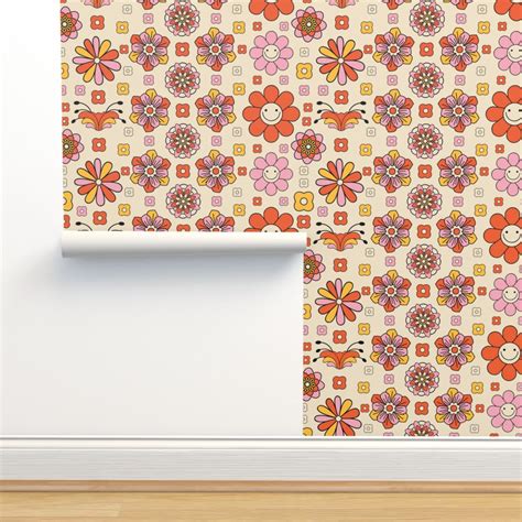 70s flower power wallpaper spoonflower