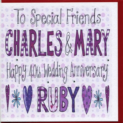 Personalised Ruby Wedding Anniversary Card By Claire Sowden Design