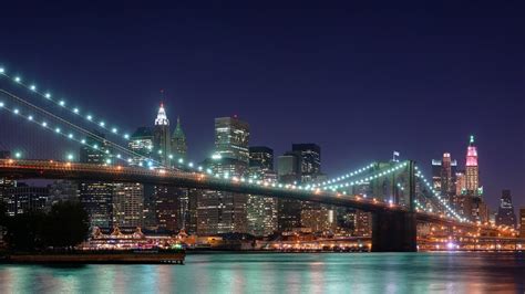 Manhattan Bridge New York Bridge Night Hd Wallpaper Wallpaper Flare