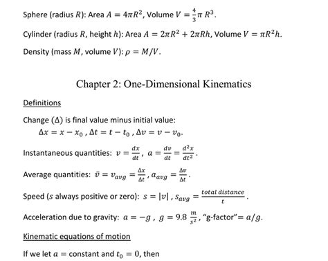 Spice Of Lyfe Physics Formulas For Kinematics In One Dimension