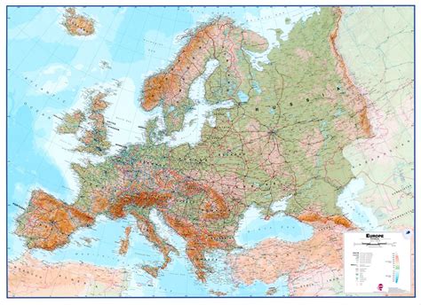 In europa leben heute rund 743 millionen menschen in über 50 ländern. Europakarte A Physische 1:4.300.000 - Commee Landkarten