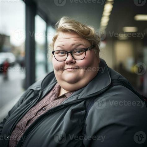 A Woman With Glasses And A Big Fat Face Generative Ai 32096274 Stock