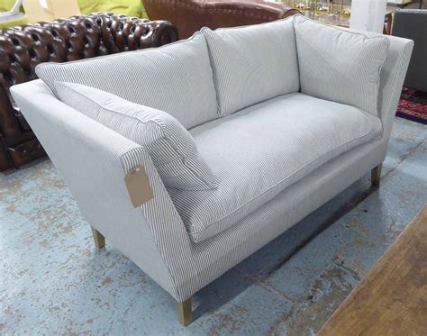Sofa Two Seater In Blue And White Striped Upholstery 167cm X 84cm X