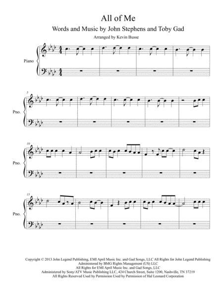 Download and print in pdf or midi free sheet music for all of me by john legend arranged by the transcriber for piano (solo). All Of Me - Piano By John Legend - Digital Sheet Music For Easy Piano (Download & Print H0 ...