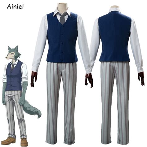 New Anime Beastars Costume Wolf Legoshi Suit Set Shirt Vest Pants Tie