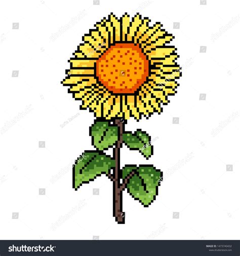 Sunflower Illustration Pixel Art Style Flower เวกเตอร์สต็อก ปลอดค่า