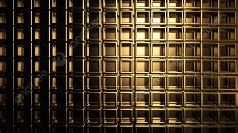 Luxurious Golden Square Grid Pattern Wall Background In Seamless 3d