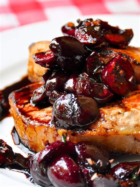 Grilled Pork Loin Chops With Balsamic Thyme Cherries Recipe Fruit