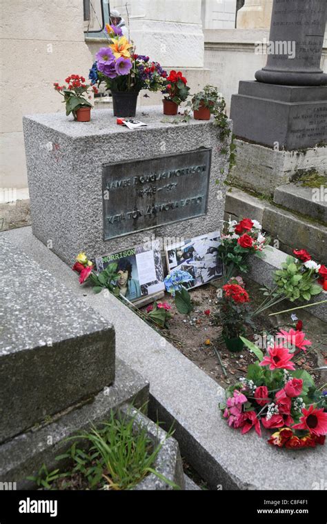 Grave Of Jim Morrison Pere Lachaise Cemetery Paris France Stock