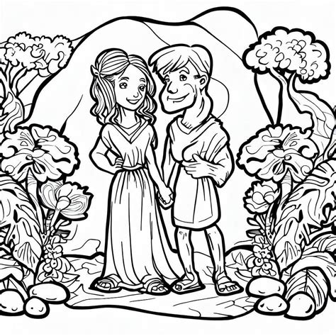 Dibujos de Adán y Eva el Pecado Original para Colorear para Colorear Pintar e Imprimir