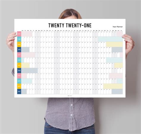 2021 Year Planner Wall Planner Large Colorful Theme Etsy