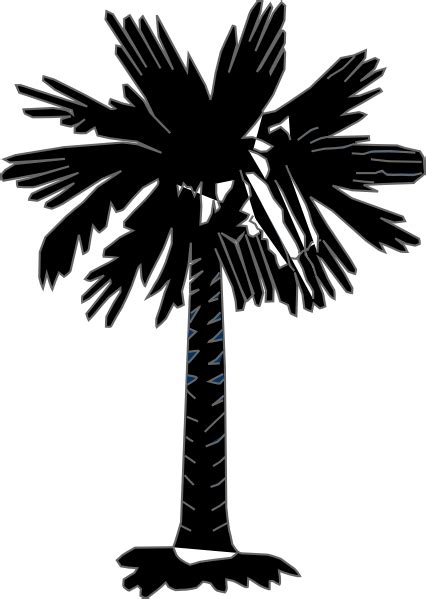 South Carolina Flag Palmetto With No Moon Black And White Clip Art At