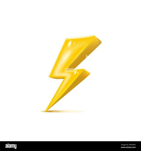 Vector Bolt Lighting Yellow 3d Icon Realistic Thunder Symbol Of