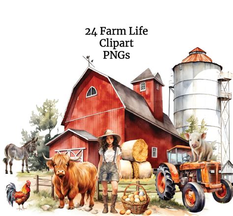 Farm Life Clipart Country Farm Clipart Rustic Farm Png Farm Etsy