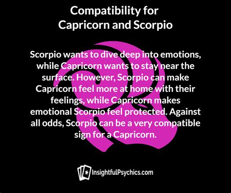 If cancer partner doesn't get scared or too forced to do something they are not ready for, a sexual relationship between cancer and scorpio can be deeply satisfying for both partners. Scorpio and Capricorn Compatibility - Water + Earth | Capricorn and cancer, Capricorn and pisces ...