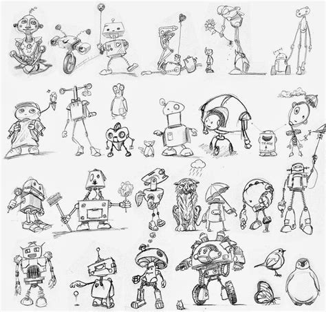 Have an idea of what role the character has. robots sketches - Поиск в Google | Game characters | Pinterest | More Doodles and Sketches ideas