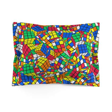 Rubiks Cube Pillow Sham Pile Of Cubes Bedroom Decor Etsy